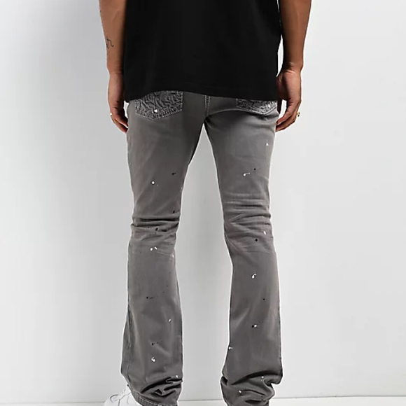 Ninth Hall Stacked Flare Grey Denim Jeans Mens Size 32x34 - Picture 2 of 12